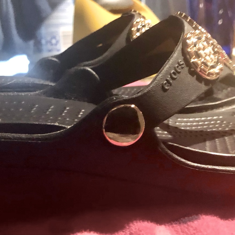 Size 5 Fancy Black Croc sandals